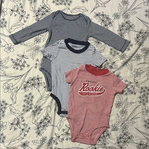 Carter's Striped Bodysuit Trio - Navy, White, Red